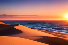 Spectacular view of massive sand dunes close to the ocean