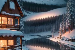 A Serene Winter Landscape in Norway with a Charming Cottage