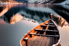 A Peaceful Rowboat in a Majestic Norwegian Fjord