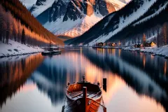 Stunning Image of a Rowboat on Norway\'s Serene Fjord