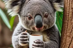 The Tired Koala with his Coffee