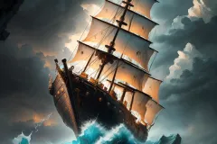Navigating the Storm: A Pirate Ship on High Seas