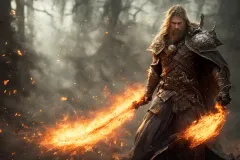 Clash of Light and Battle: A Viking's Struggle