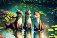 Otterly Festive Family: A Whimsical Splash of Fun